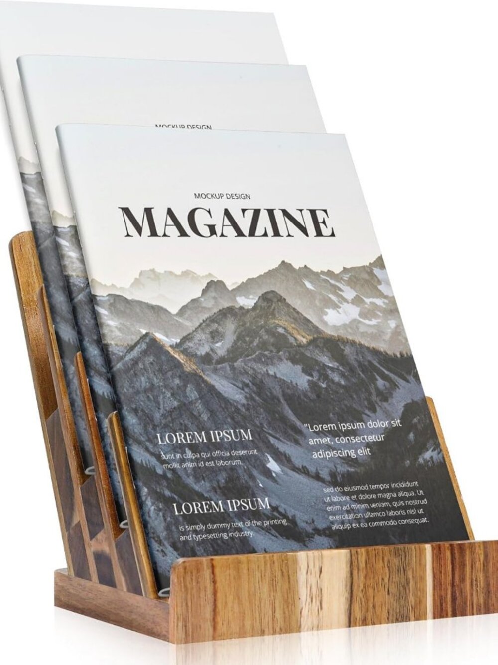 4-Tier Acacia Magazine & Brochure Display Stand - Countertop Literature